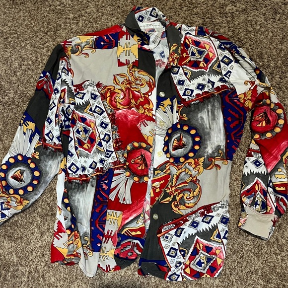 Vintage 90s western print button up shirt - Picture 2 of 2